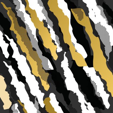 Retro 80s 90s abstract shape pattern gold fancy