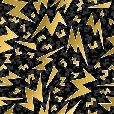 Retro 80s 90s thunder bolt ray pattern gold fancy