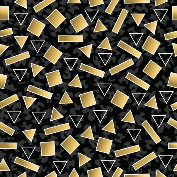 Retro 80er Jahre Geometrie nahtlose Muster Goldform — Stockvektor