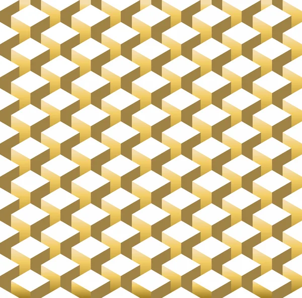 Gold isometric 3d retro cube seamless pattern — Διανυσματικό Αρχείο