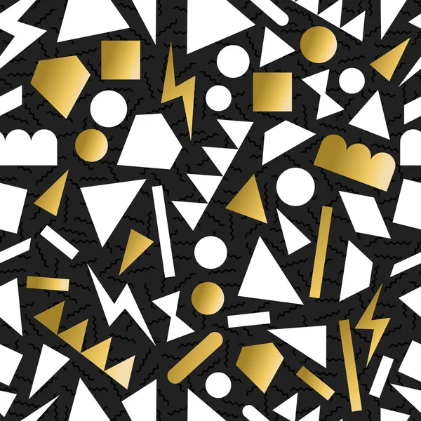 Gold 80s 90s retro seamless pattern background — 图库矢量图片