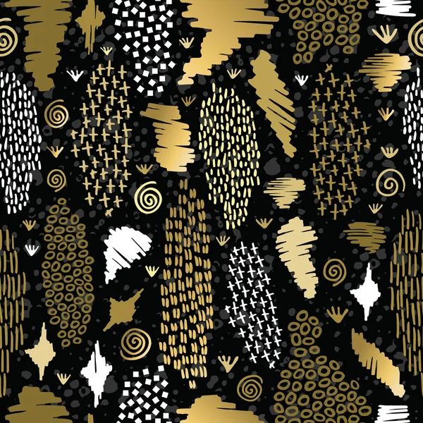 Золотой бохо бесшовный рисунок ретро племенной фон — стоковый вектор