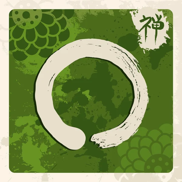 Grüner Zen-Kreis Illustration traditionelle enso — Stockvektor