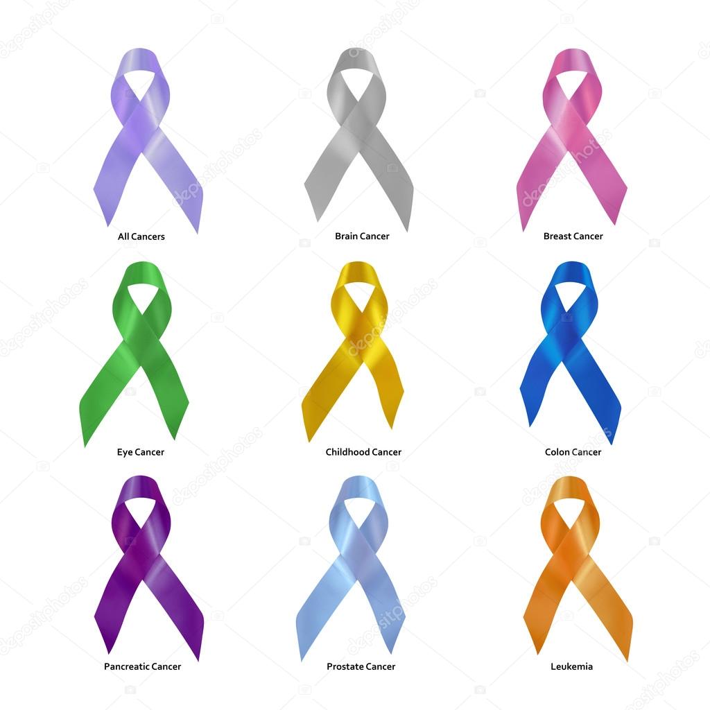 Cancer awareness ribbon set clipping path