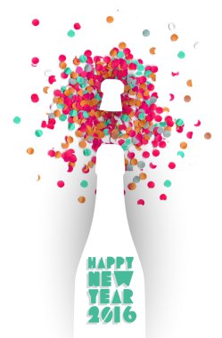 Happy new year 2016 confetti champagne party color