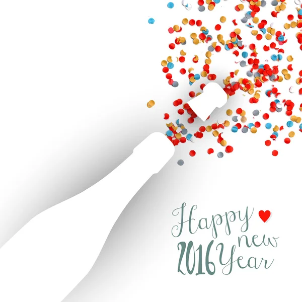 Feliz año nuevo 2016 confeti celebración champán — Vector de stock