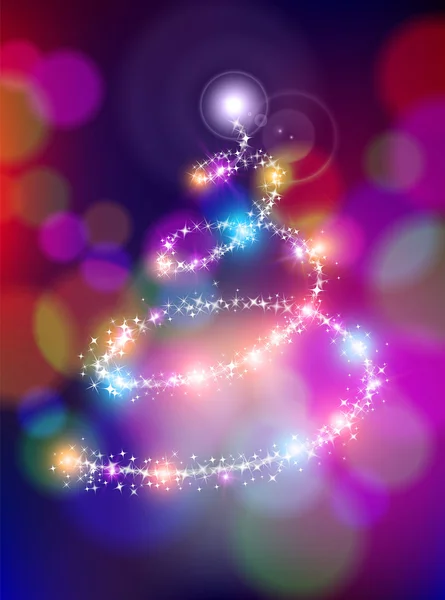 Merry christmas bokeh background star pine tree — ストックベクタ