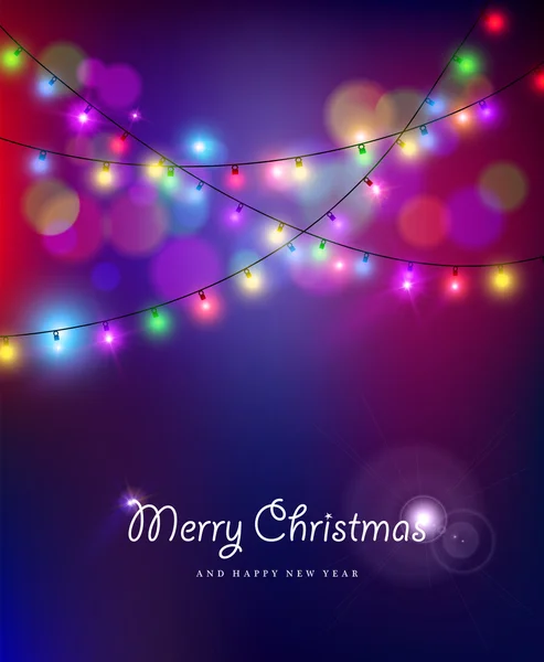 Merry christmas new year bokeh lights blur holiday — Stock Vector