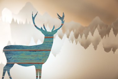Merry christmas new year paper cut deer forest