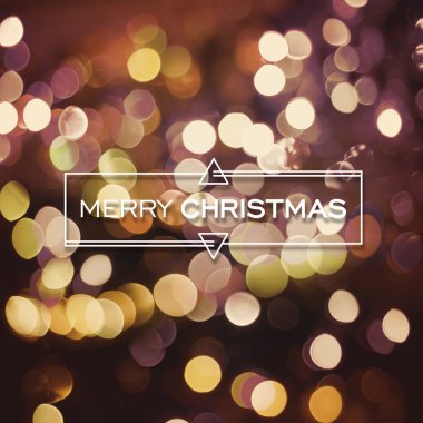 Merry christmas bokeh golden lights greeting card