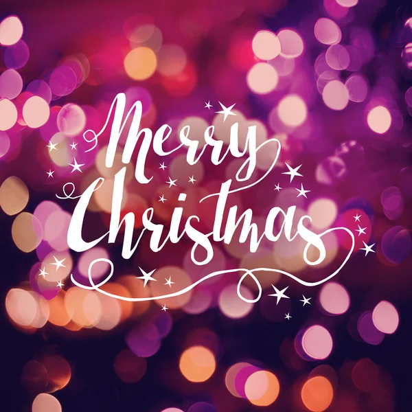 Merry christmas greeting card bokeh star handdrawn — 图库照片