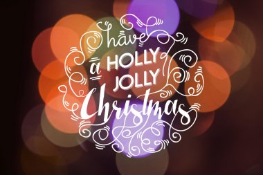 Neşeli Noel kartı bokeh zarif süsleme çelenk