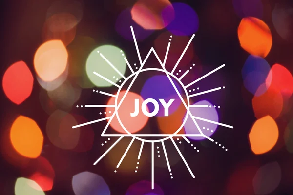 Merry christmas new year triangle label joy bokeh — Stock Photo, Image