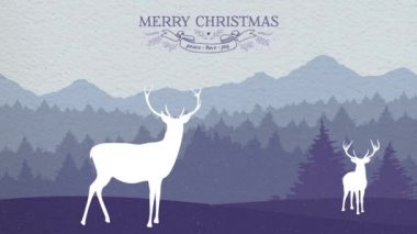 Neşeli Noel kartı animasyon geyik kış