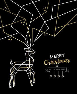Neşeli Noel Yılbaşı geyik altın anahat deco