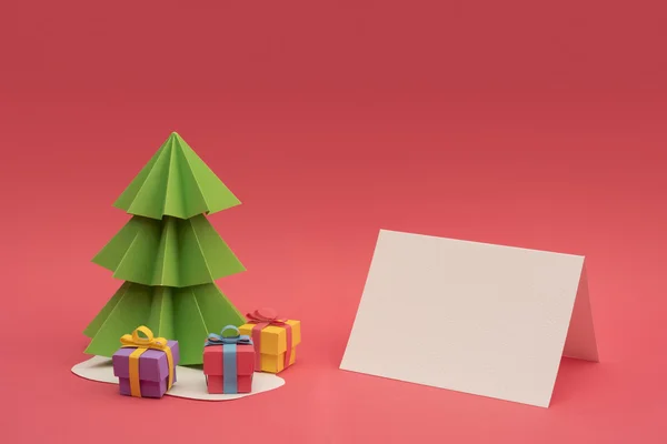 Christmas paper cut handmade tree empty template — Stock Photo, Image