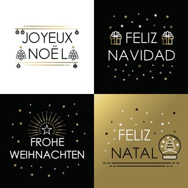 Neşeli Noel altın çizgi uluslararası navidad