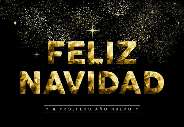 Navidad año nuevo baja poli oro navidad española — Vector de stock