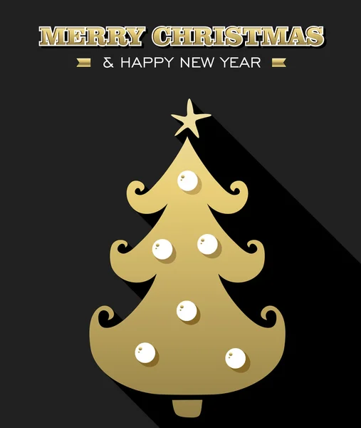Neşeli Noel yeni yıl altın xmas ağacı tatil — Stok Vektör