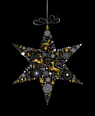 Christmas new year star decoration gold deer shape