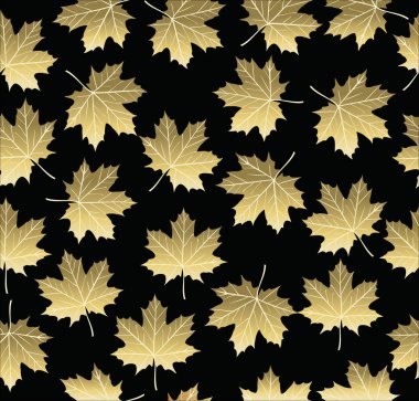 Gold maple fall tree leaf seamless pattern