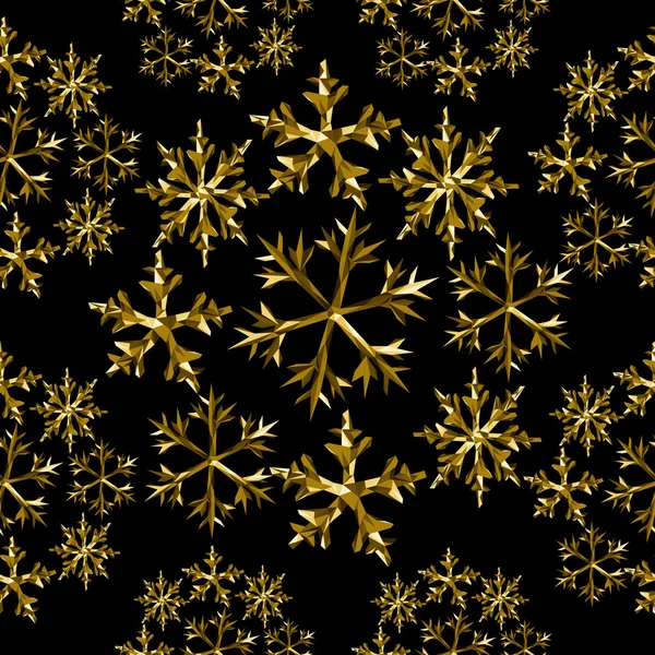 Nieve invierno oro bajo poli sin costuras patrón de vacaciones — Vector de stock