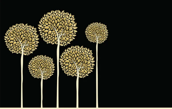 Golden fallen Bäume Wald Konzept Illustration — Stockvektor