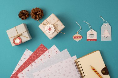 Christmas holiday stationery set top view