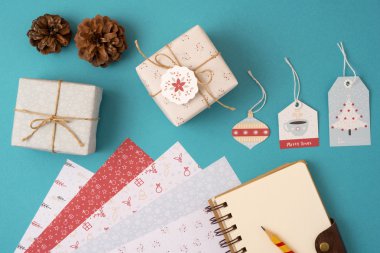 Noel vintage mockup üstten görünüm