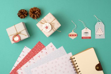 Noel vintage öğeler şablon Üstten Görünüm