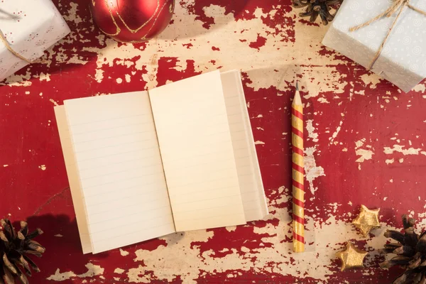 节日概念圣诞节笔记本模板复古 — 图库照片
