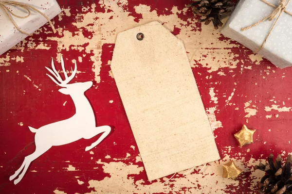 Рождественский винтажный этикетка вид сверху винтажный шаблон — стоковое фото