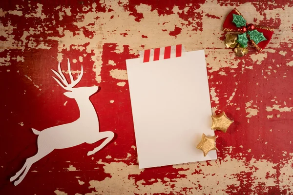 Kerstmis herten papier kaartsjabloon bovenaanzicht — Stockfoto