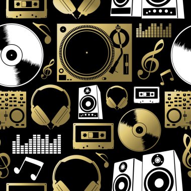 Müzik seamless modeli simgesi dj rock partinin kulüp ayarla