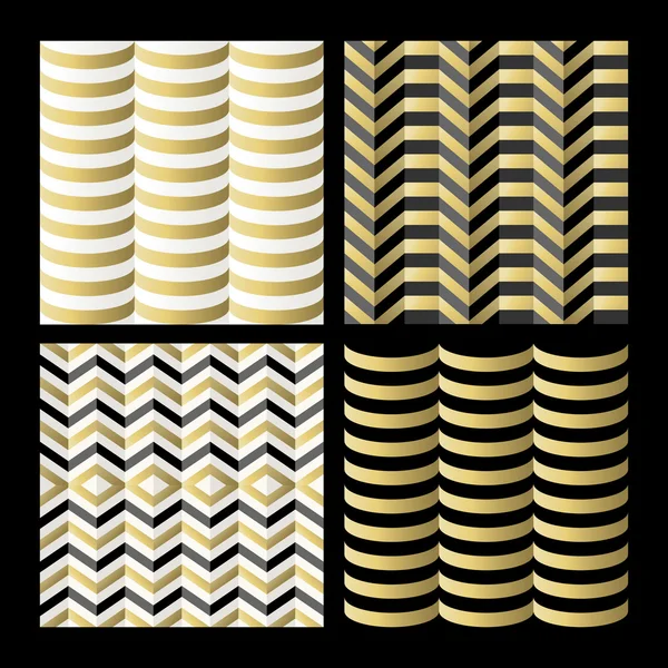 Seamless pattern set gold geometry abstract retro — Stock Vector