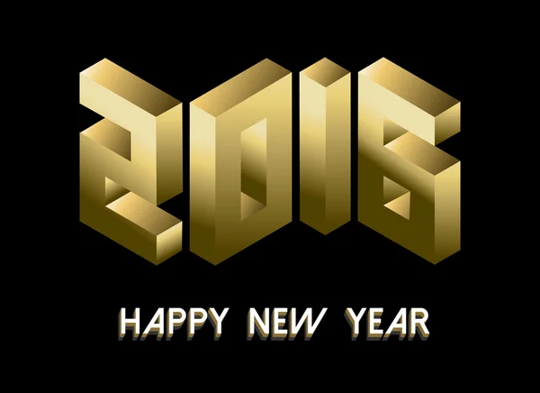 Yeni yıl 2016 altın izometrik 3d tebrik kartı — Stok Vektör