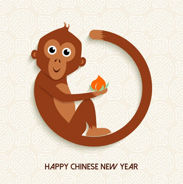Китайський Новий рік мавпи 2016 милий cartoon карти — стоковий вектор