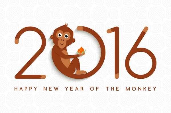 Mono de año nuevo chino 2016 tarjeta linda — Archivo Imágenes Vectoriales