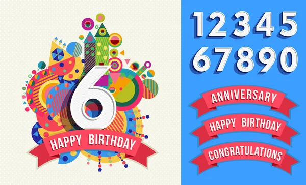 Happy birthday greeting card number set template — Διανυσματικό Αρχείο