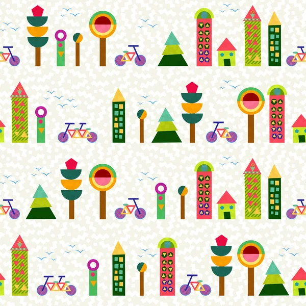 Seamless pattern city background geometry colorful — Stockvector