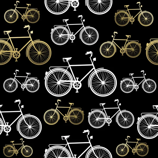 Bicicleta sem costura padrão bicicleta conceito de ouro — Vetor de Stock