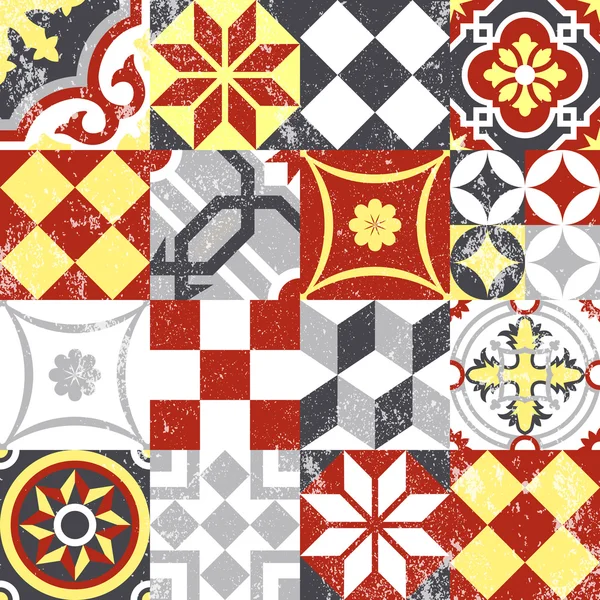 Vintage patchwork seamless pattern mosaic tile — Stock vektor