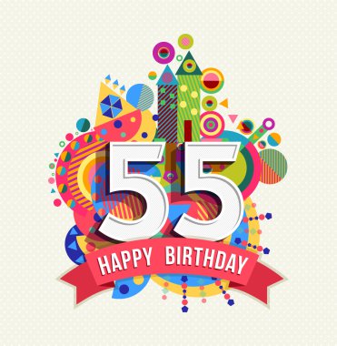 İyi ki doğdun 55 yıl tebrik kartı poster renk