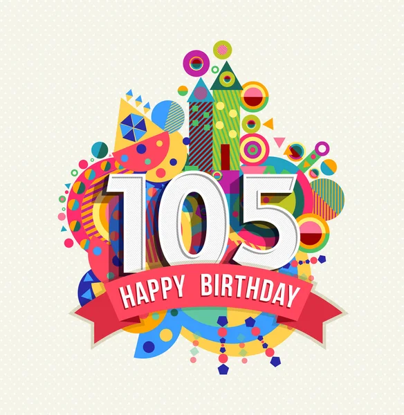 生日快乐 105 年贺卡海报色彩 — 图库矢量图片