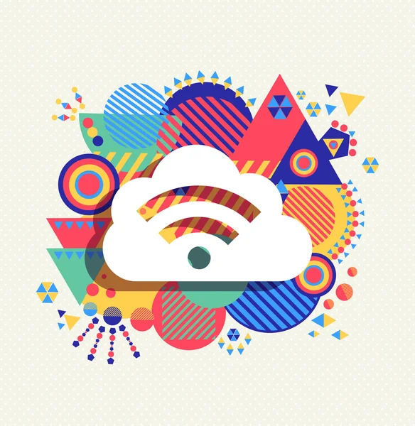 Cloud computing icon vibrant colors illustration — Stock vektor