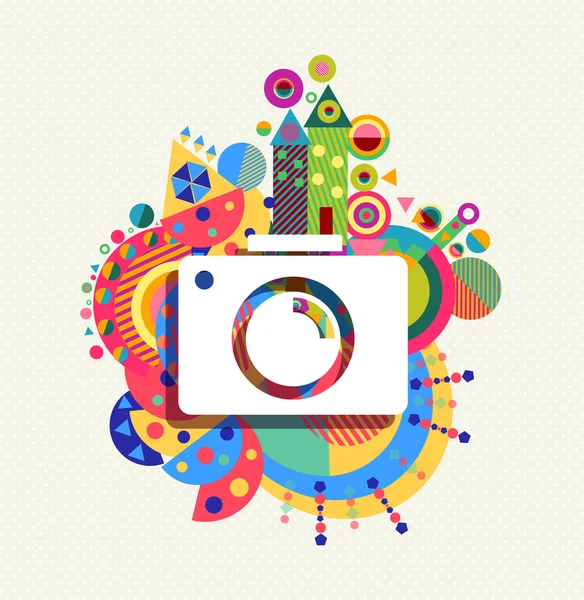 Foto icona della fotocamera colori vivaci illustrazione — Vettoriale Stock