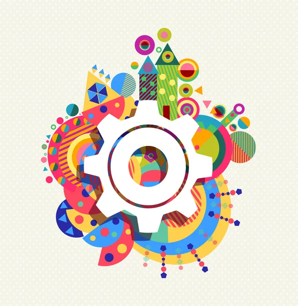 Gear wheel icon concept color shape background — ストックベクタ