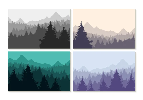 Concept illustration hiver forêt paysage ensemble — Image vectorielle
