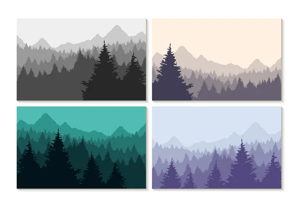 Conceito ilustração inverno floresta paisagem conjunto —  Vetores de Stock