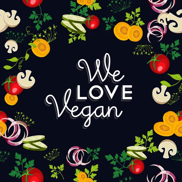 We love vegan food design with vegetables — Stockvector
